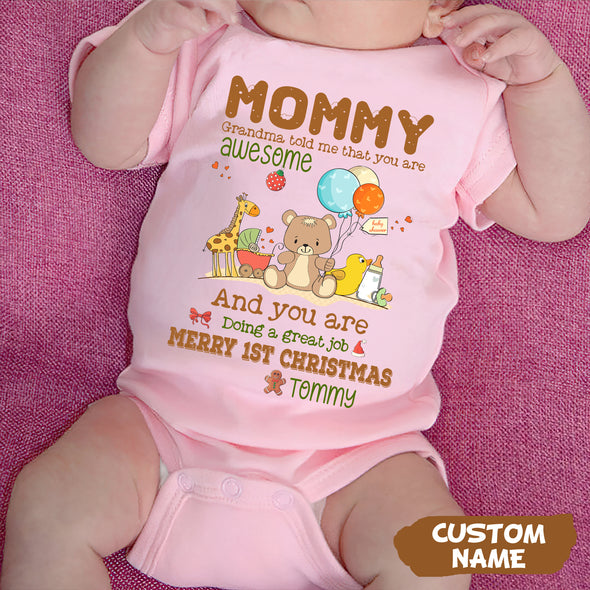 Personalized Gift For Mommy Grandma Told Me That You Are Awesome Baby Onesie PP - AV0811228