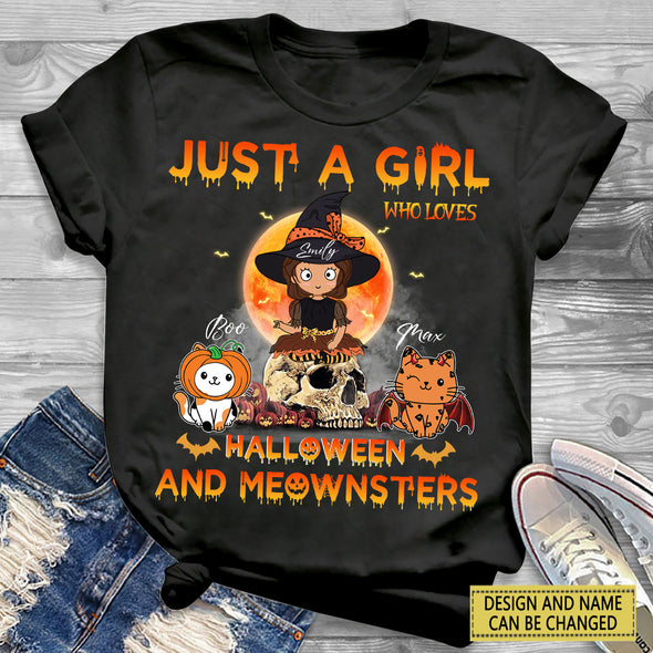 Gift For Girl Just A Girl Who Loves Halloween T-Shirt - NT - AV2308223
