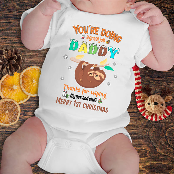Gift For Daddy Thanks For Wiping My Ass And Stuff Baby Onesie - PP-AV2411224