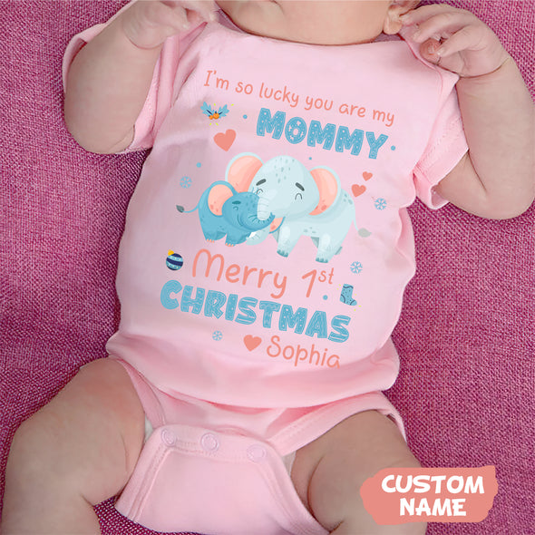 Personalized Gift For Future Mommy I'm So Lucky You Are My Mommy Baby Onesie PP - AV14112211