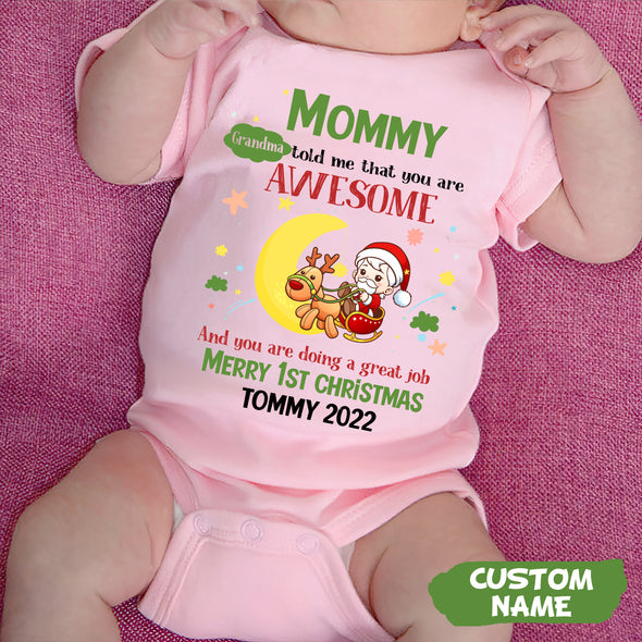 Personalized Gift For Future Mommy Grandma Told Me That You Are Awesome Baby Onesie_PP_AV08112216
