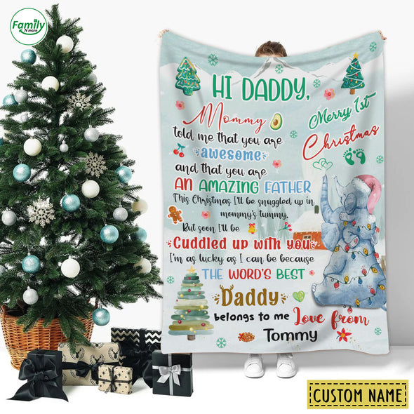 Personalized Gift For Daddy And Mommy This Christmas I'll Be Snuggled Up In Mommy's Tummy Blanket - PP - AV2511223