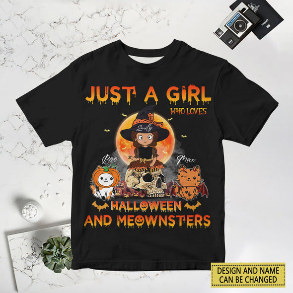 Gift For Girl Just A Girl Who Loves Halloween T-Shirt - NT - AV2308223