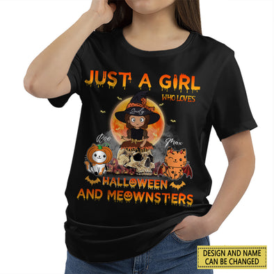 Gift For Girl Just A Girl Who Loves Halloween T-Shirt - NT - AV2308223
