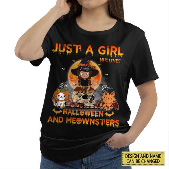 Gift For Girl Just A Girl Who Loves Halloween T-Shirt - NT - AV2308223
