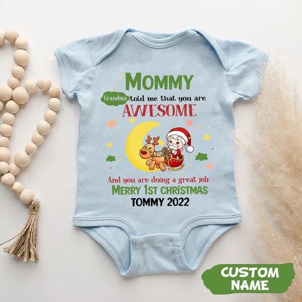 Personalized Gift For Future Mommy Grandma Told Me That You Are Awesome Baby Onesie_PP_AV08112216