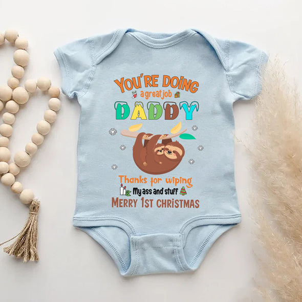 Gift For Daddy Thanks For Wiping My Ass And Stuff Baby Onesie - PP-AV2411224