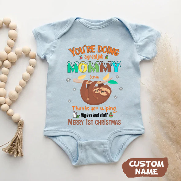 Personalized Gift For Future Mommy Thanks For Wiping My Ass And Stuff Baby Onesie PP - AV1011223