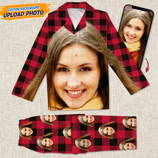 Custom Photo Portrait Face With Christmas Accesories Pajamas-NT251122