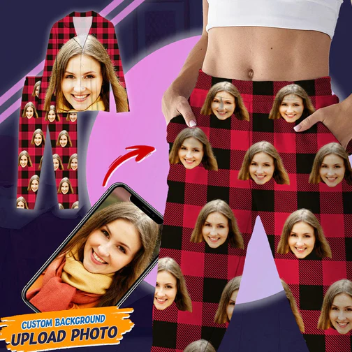 Custom Photo Portrait Face With Christmas Accesories Pajamas-NT251122