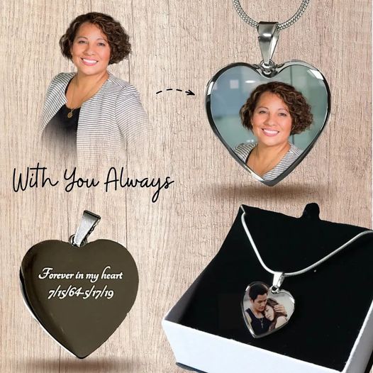Personalized Photo and Engrave Necklace Memorial Gift