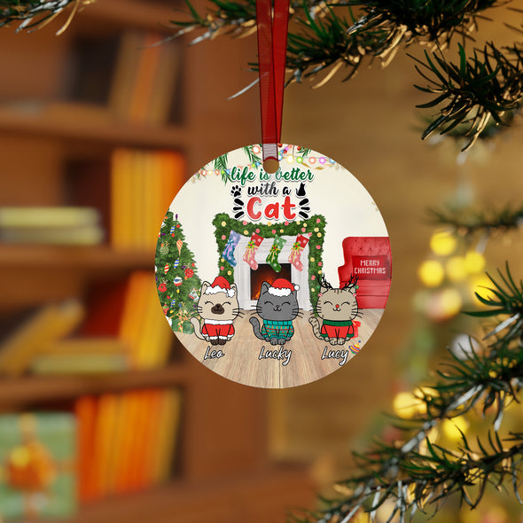 Personalized Gift For Cat Lovers, Cat - Xmas Ornament - Life Is Better With Cats Ornament LHT-LTT251122