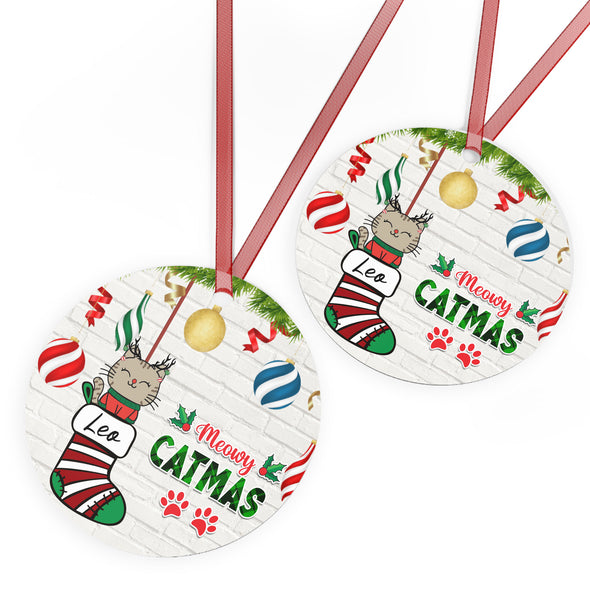 Personalized Gift For Cat Lovers,Meowy Catmas Christmas Ornament LHT-LTT251122