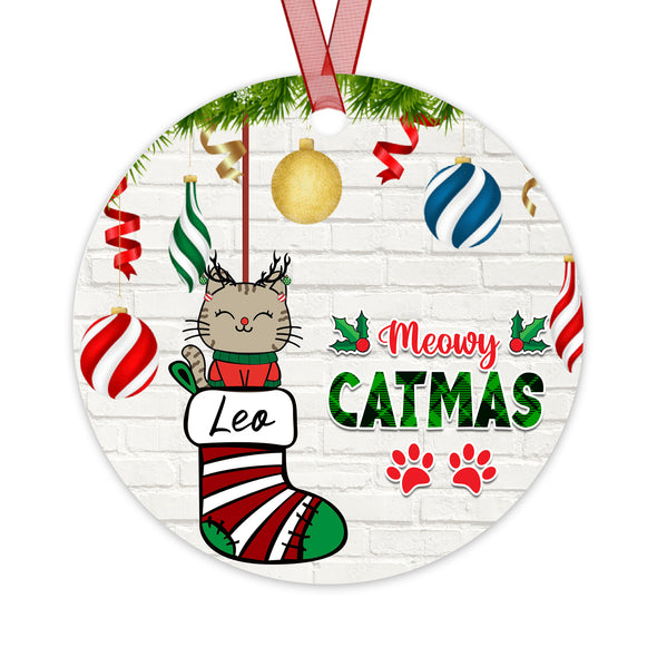 Personalized Gift For Cat Lovers,Meowy Catmas Christmas Ornament LHT-LTT251122