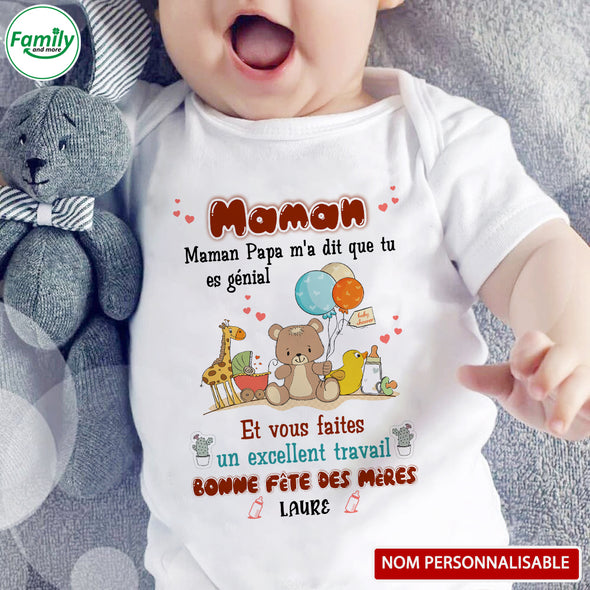 Cadeau Pour Maman Papa M'a Dit Que Tu Es Génia Baby Onesie - PP - LT1304224