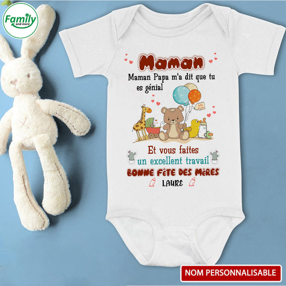 Cadeau Pour Maman Papa M'a Dit Que Tu Es Génia Baby Onesie - PP - LT1304224