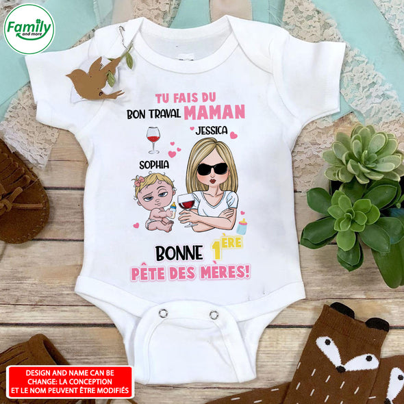 Geschenk Für Mutter Tu Fais Du Bon Traval Maman Baby Onesie - AD - LT1304228