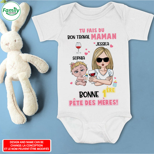 Geschenk Für Mutter Tu Fais Du Bon Traval Maman Baby Onesie - AD - LT1304228