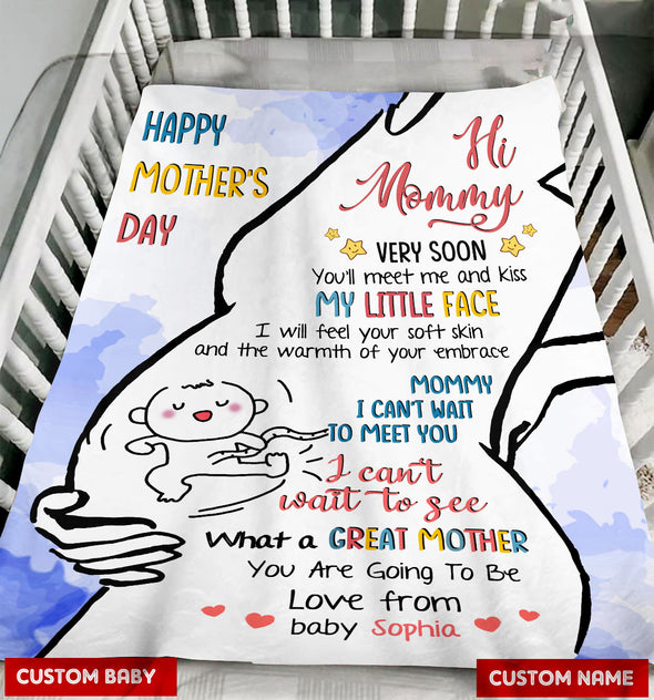 Gift For Future Mommy Very Soon You'll Meet Me And Kiss My Little Face Blanket - PP - LT0804224