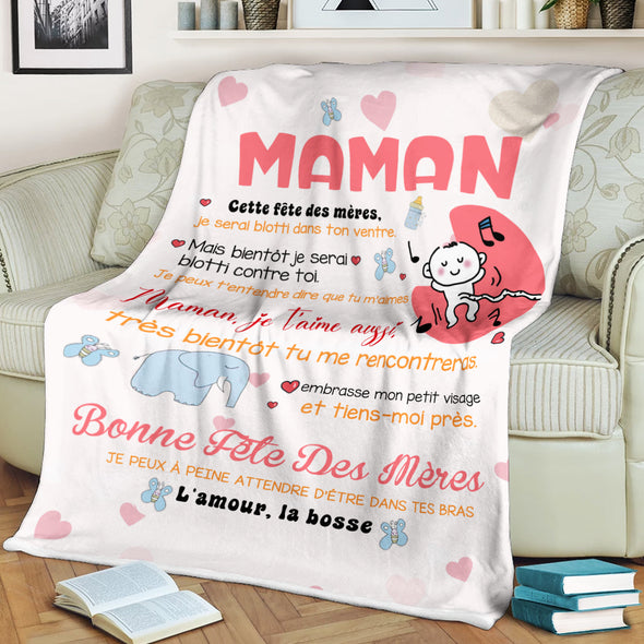 Gift For Future Mommy Maman, Je T'aime Aussi Blanket - PP - LT1204226