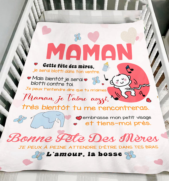 Gift For Future Mommy Maman, Je T'aime Aussi Blanket - PP - LT1204226