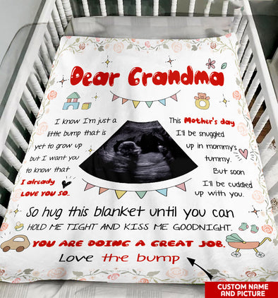 Personalized Gift For Future Grandma So Hug This Blanket Until You Can Hold Me Tight And Kiss Me Goodnight Blanket - NT - TT2304221