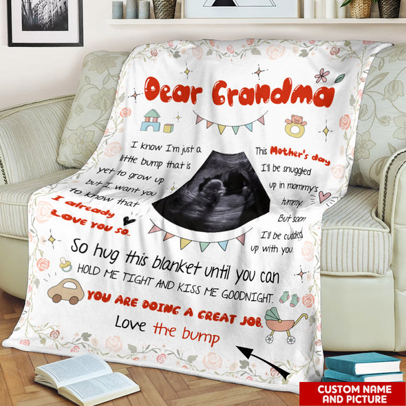 Personalized Gift For Future Grandma So Hug This Blanket Until You Can Hold Me Tight And Kiss Me Goodnight Blanket - NT - TT2304221