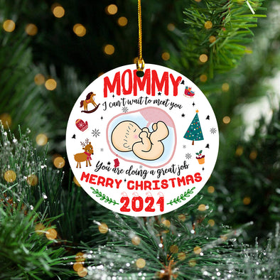 Gift For Mommy  I Can't Wait To Meet You Ceramic Ornament - Kv
