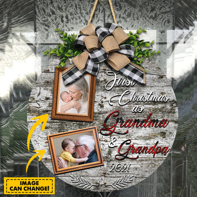 Personalized Gift For Grandma First Christmas DoorHanger - Kv