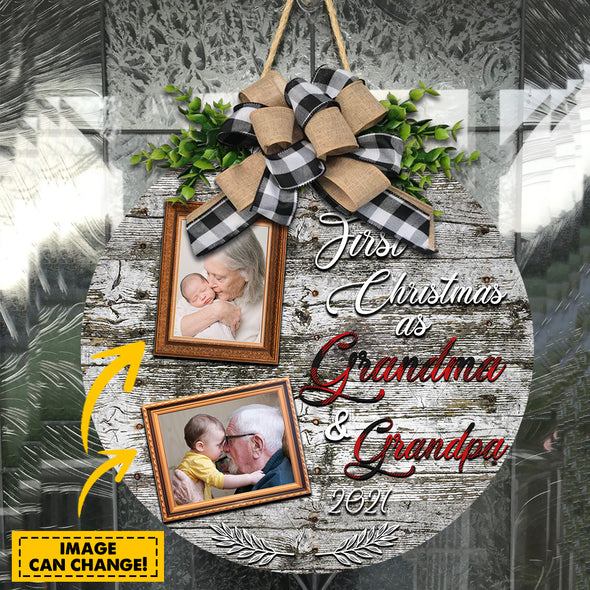 Personalized Gift For Grandma First Christmas DoorHanger - Kv