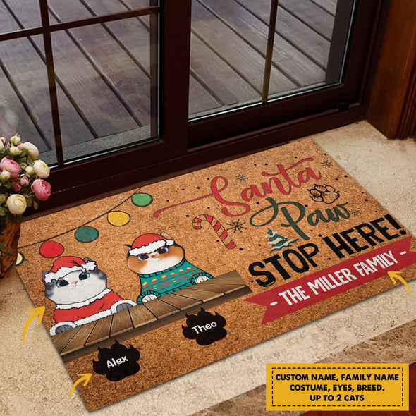 Gift For Cat Lovers Santa Paw Doormat - pp - TA2210212