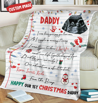 Personalized Gift For Future Daddy Happy Our 1st Christmas Daddy Blanket - MC - TT1811216 1