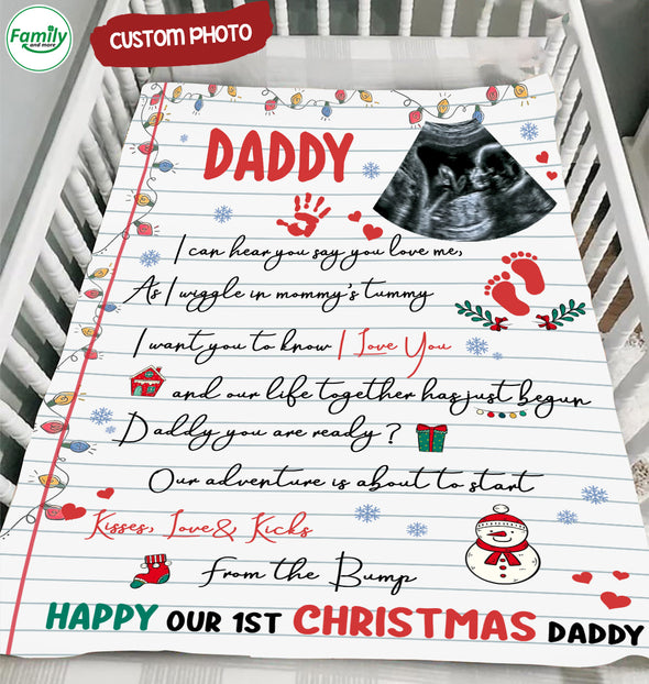 Personalized Gift For Future Daddy Happy Our 1st Christmas Daddy Blanket - MC - TT1811216 1