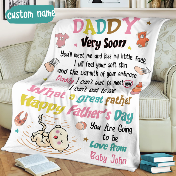 Personalized Gift For Future Daddy I Can't Wait To See What A Great Father Blanket - PP - TT2204224 4