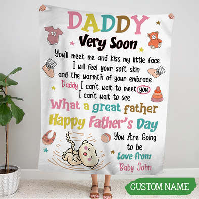 Personalized Gift For Future Daddy I Can't Wait To See What A Great Father Blanket - PP - TT2204224 4