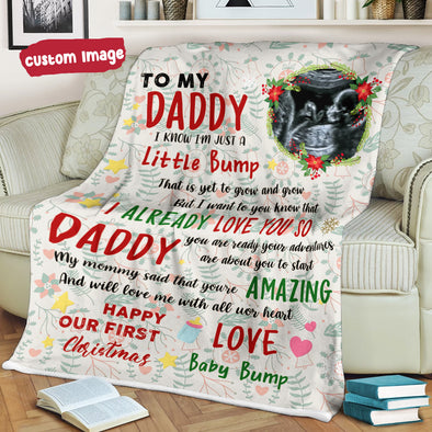 Personalized Gift For Future Daddy Happy Our First Christmas Blanket - MC - TT1711217 1