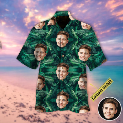 Custom Men's Face Palm Leave Hawaiian Shirt - PP - LT2403226