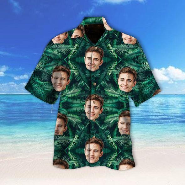 Custom Men's Face Palm Leave Hawaiian Shirt - PP - LT2403226