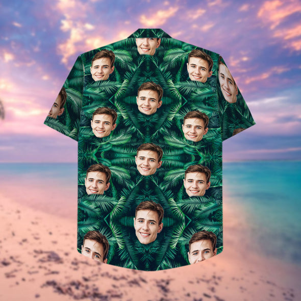 Custom Men's Face Palm Leave Hawaiian Shirt - PP - LT2403226