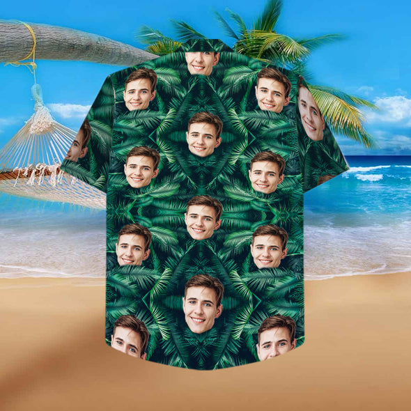 Custom Men's Face Palm Leave Hawaiian Shirt - PP - LT2403226