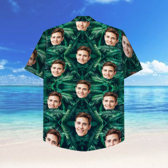 Custom Men's Face Palm Leave Hawaiian Shirt - PP - LT2403226