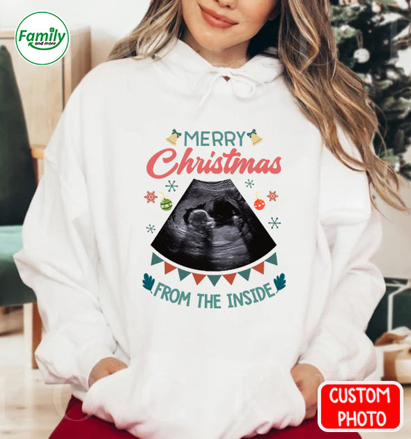 Personalized Gift For Future Mommy Merry Christmas From The Inside Hoodie-NT-HB2809223