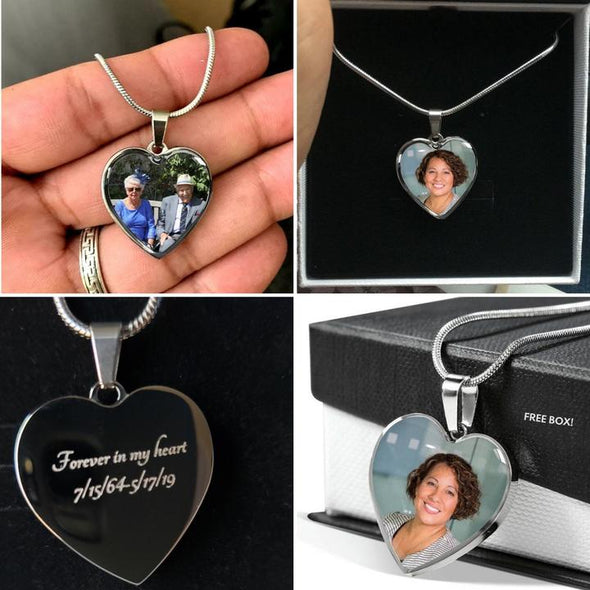 Personalized Photo and Engrave Necklace Memorial Gift