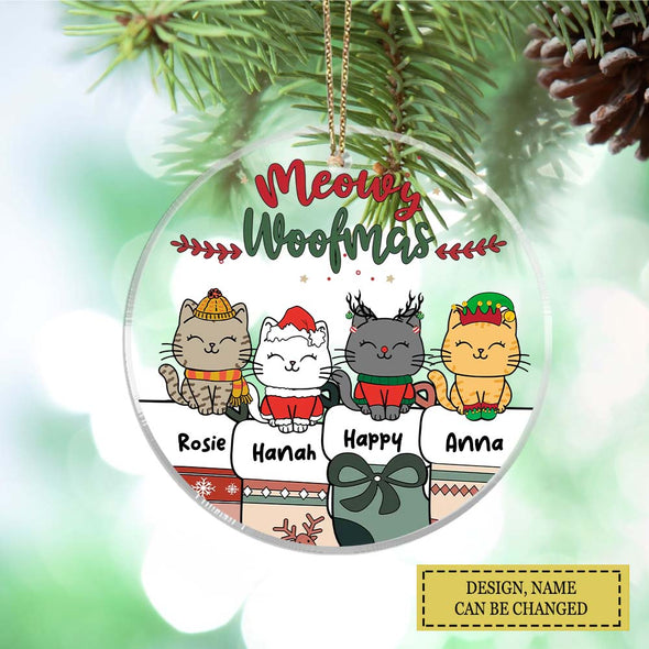 Personalized Gift For Cat Lovers, Meow You A Merry Christmas Ornament LHT-LTT231122