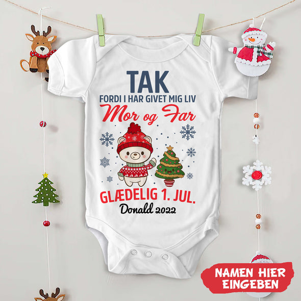 Tilpas Mor og Far Tak Fordi I Har Givet Mig Liv Baby Onesie - NT -HB09112223