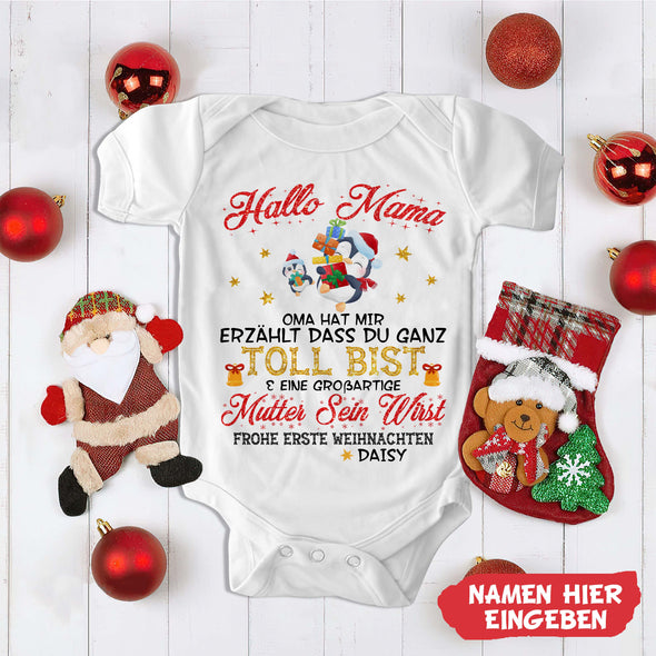 Personalisiert Hallo MaMa Oma Hat Mir Erzählt Dass Du Ganz Toll Bist Baby Onesie - NT -HB0811215
