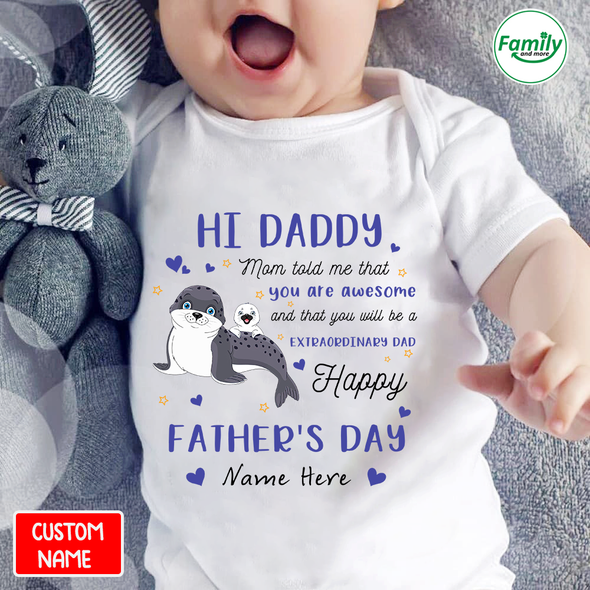 Hi Daddy Happy Father's Day-nt Baby Onesie