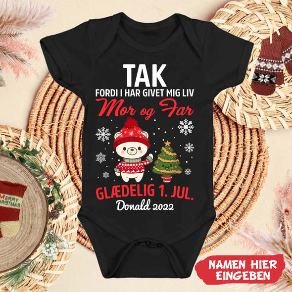 Tilpas Mor og Far Tak Fordi I Har Givet Mig Liv Baby Onesie - NT -HB09112223-2