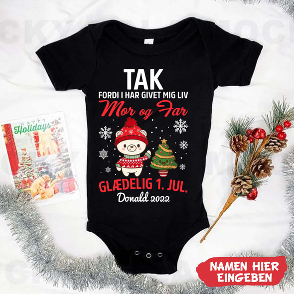 Tilpas Mor og Far Tak Fordi I Har Givet Mig Liv Baby Onesie - NT -HB09112223-2