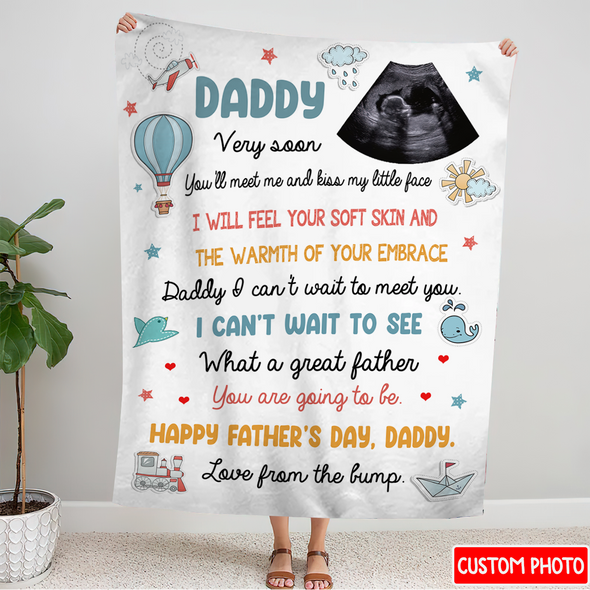 Personalized Gift For Future Daddy I Can't Wait To Meet You Blanket - NT - NN2607222